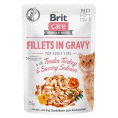 Brit Care Cat Pouches Fillets in Gravy with Tender Turkey & Savory Salmon