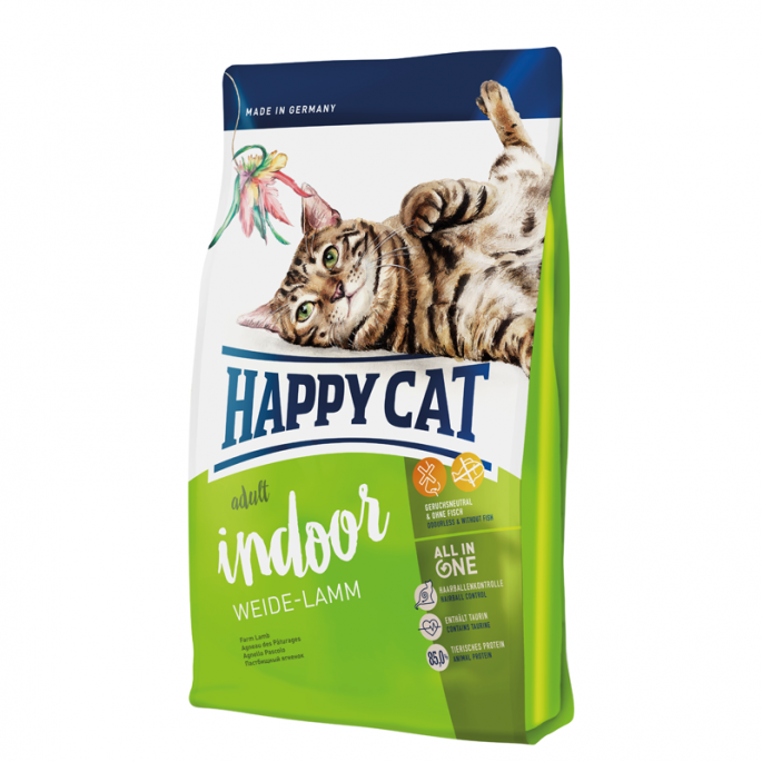 Sucha karma Happy Cat Fit & Well Indoor Adult Jagnięcina